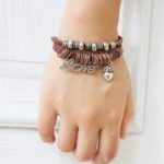 Handmade PU Leather Bracelet Brown Tribal Love Heart Beads Bohemian LB-021