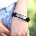 Handmade PU Leather Bracelet Past is Black & White Tribal LB-035