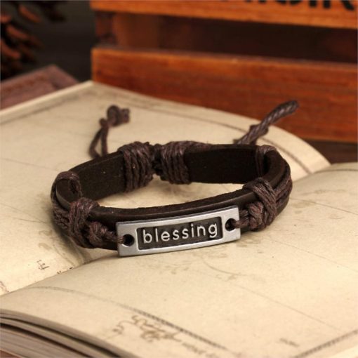 Handmade PU Leather Bracelet Blessing Tribal Bohemian LB-028