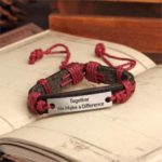 Handmade PU Leather Bracelet Together We Make Difference Tribal Bohemian LB-033