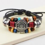 Handmade PU Leather Bracelet Colourful Tribal Star Flower LB-001