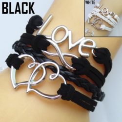 Leather Bracelets Heart infinity and Love