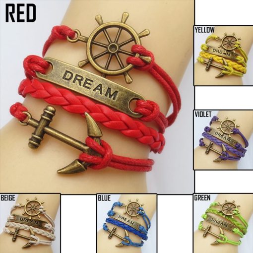 Leather Bracelet Anchor Dream