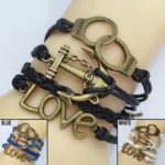 Handcuff Anchor Love PU Leather Bracelet