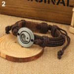 Brown Yin Yang Leather Bracelet