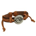 Light Brown Yin Yang Leather Bracelet