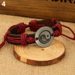 Red Yin Yang Leather Bracelet