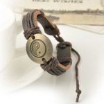 Dark Brown Yin Yang Leather Bracelet