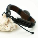 Black Yin Yang Leather Bracelet