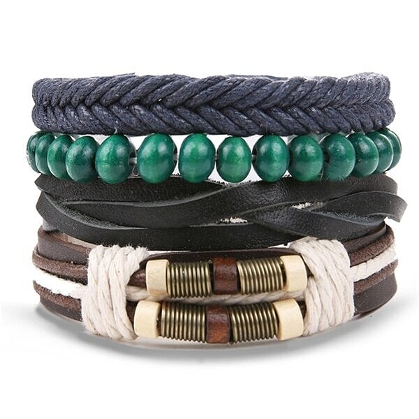 Multicolour Hemp & Leather Bracelet - Leather Bracelets Australia