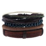 Brick & Bead Strap Leather Bracelet