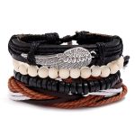Angel Wing Bead Leather Bracelet