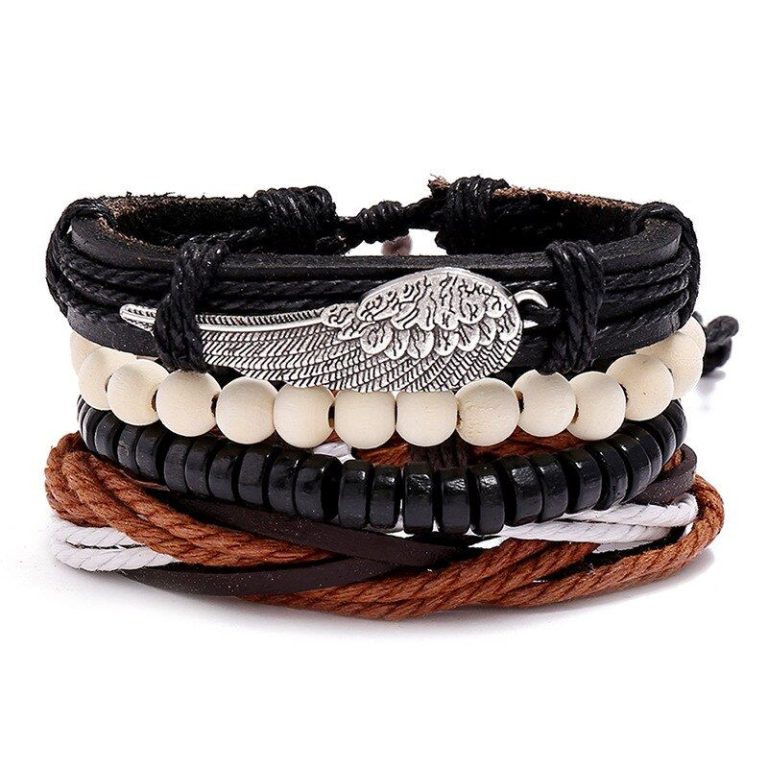 Angel Wing Bead Leather Bracelet Leather Bracelets Australia