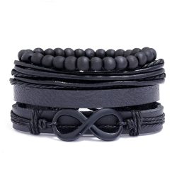 Midnight Harmony Bead Leather Bracelet