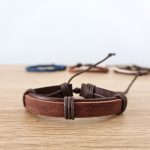 Brick & Bead Strap Leather Bracelet