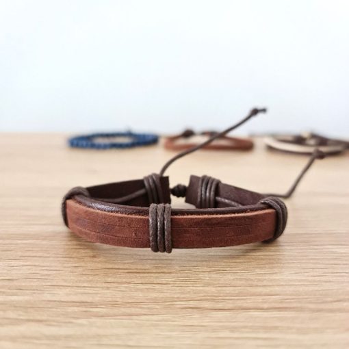 Brick & Bead Strap Leather Bracelet