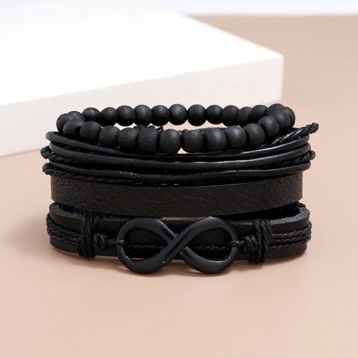 Midnight Harmony Bead Leather Bracelet