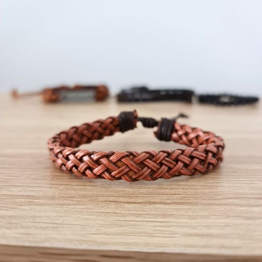 Believe Brown Plaited Leather Bracelet
