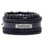 Midnight Believe Braided Leather Bracelet