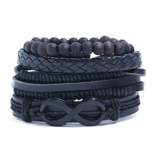 Midnight Snake Harmony Bead Leather Bracelet