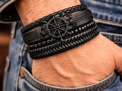 Midnight Sailor Leather Bracelet -4 Men’s leather bracelets